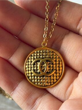 Gold Toned Chanel Pendant Necklace